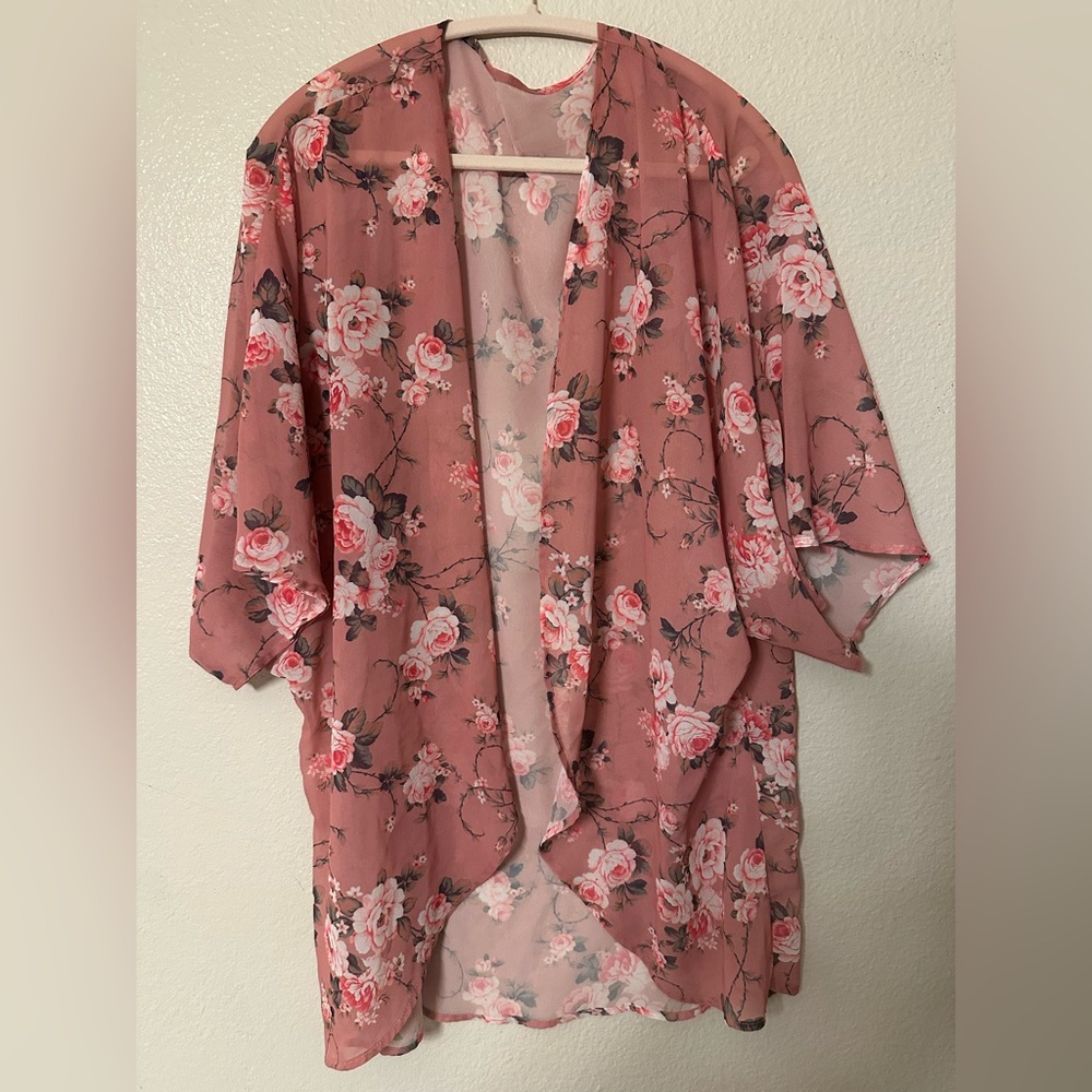 Floral Hawaii Sheer Wrap with Sleeves